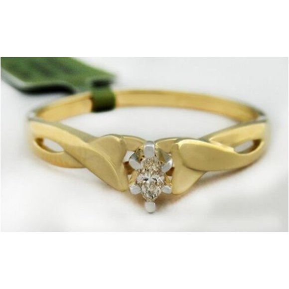 Genuine 0.25 Cts Diamond Engagement Ring 14k Gold